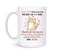 Mug Dear Dad Thanks For Loving Me Cat Dad 330Ml Tazze In Ceramica Classica Tazze Da Caffè Per Compleanno Tè Uso Domestico