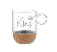 Mug King in vetro borosilicato e base in sughero, 270 ml