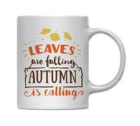 Mug Leaves are Falling Autumn is Calling Tazza da Ufficio Ogni occasione 2 | pezzi/330 ml Divertente Tazza Colazione Robusto Tazzine Caffe Festa del papà Collega