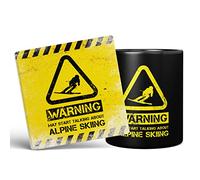 Mug Monster Tazza da caffè in ceramica con scritta Warning May Start Talking About Alpine Skiing Tazza da caffè in ceramica, regalo per uomini o donne, tazza extra large e gigante disponibile,