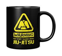 Mug Monster - Tazza da caffè/tazza in ceramica con scritta in lingua inglese "Warning May Start Talking About Jiu-Jitsu", regalo per uomini o donne, tazza extra grande e gigante disponibile, tazza