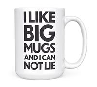 Mug Monster - Tazza gigante con scritta "I Like Big Mugs and I Cannot Lie", tazza da tè extra large - Tazza da caffè in ceramica, regalo per uomini o donne, extra large e gigante disponibile, 450 ml