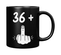 Mug Monster - Tazza per 37° compleanno, I Am 36 + 1, regalo per 37 anni, tazza da caffè in ceramica, regalo per uomini o donne, extra large e gigante, tazza nera da 311,8 g