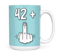 Mug Monster - Tazza per 43° compleanno, I Am 42 + 1, regalo per 43 anni, tazza da caffè/tazza in ceramica, regalo per uomini o donne, tazza extra grande e gigante disponibile, tazza bianca da 450 ml