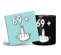 Mug Monster - Tazza per 70° compleanno, I Am 69 + 1, regalo per 70 anni, tazza da caffè/tazza in ceramica, regalo per uomini o donne, tazza extra grande e gigante disponibile, tazza nera e