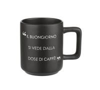 Mug nera con scritta 320 ml in stoneware