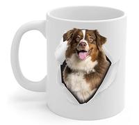 Mug Red Tricolor Australian Shepherd Mom And Dad Gifts With Dog Looks Through 330Ml Tazze In Porcellana Classica Tazze Da Caffè Per Ufficio Bevande Cappuccino
