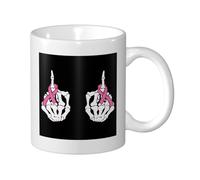 Mug Skeleton Hand Fuck Breast Cancer Awareness 330Ml Tazze In Porcellana Classica Tazze Da Caffè Per Ragazze Tè Succo