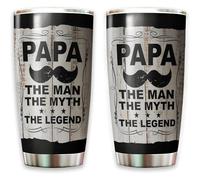 Mug Termica Con Paglia E Coperchio Tazza Da Caffè Acciaio Inox Tazze Da Viaggio Per Natale Auto Mamma 590 Ml Papa L'Uomo Il Mito La Leggenda - Retro Papa