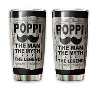 Mug Termica Riutilizzabile Tazza Da Caffè Portatile Tazze Da Viaggio Per Amico Papà Compleanno 590 Ml Poppi L'Uomo Il Mito La Leggenda - Retro Poppi