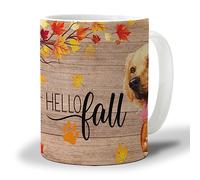 Mug Thanksgiving Dog Scarf Maple Leaves Wood Grain 330Ml Tazze Con Manico In Ceramica Tazza Per Uso Domestico Uomo Latte