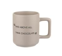 Mug tortora con scritta 320 ml in stoneware