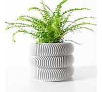 MUGALAB - Vaso di Design Maro, PLA Ecologico, Disponibile in 6 Colori, 4 Dimensioni (9-12-14-16cm), Moderno ed Ecosostenibile, Texture Ondulata, Made in Italy (Bianco, 12cm Diametro)