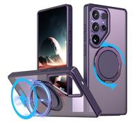 MUGCOFF Supporto magnetico girevole a 360° per Samsung Galaxy S25 Ultra Ultra con cavalletto ad anello, compatibile con Magsafe, custodia protettiva antiurto di grado militare, 6,8 pollici, viola