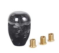 muge racing Pomello del cambio universale in fibra di carbonio forgiato con 3 adattatori, forma ovale, a sfera, colore nero