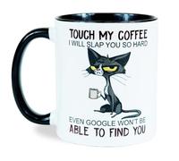 MUGEMS Touch My Coffee Tazza divertente per uomini e donne con slogan sarcastico, regalo umoristico per adulti, tazza regalo scortese per scherzo, regalo segreto di Babbo Natale, compleanno, papà