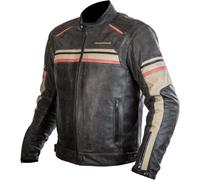 MUGENRACE Loksait Giacca in pelle da moto, nero-rosso-beige, taglia L per maschi