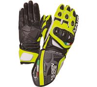MUGENRACE Neptun Guanti da moto, nero/bianco/giallo neon, Taglia M
