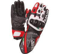 MUGENRACE Neptun Guanti da moto, nero/bianco/rosso, Taglia M