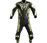MUGENRACE Predator Tuta in pelle da moto a due pezzi traforata, nero-bianco-giallo, taglia 54 per maschi