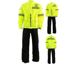 MUGENRACE Rainy Tuta antipioggia a due pezzi, nero/giallo, Taglia XS
