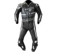 MUGENRACE RC-Max Due Tuta in pelle da moto a due pezzi traforata, nero/bianco/grigio, Taglia 50
