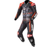 MUGENRACE RC-Max Uno Tuta in pelle da moto monopezzo traforata, nero-rosso, taglia 50 per maschi