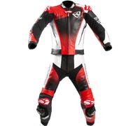 MUGENRACE Sidegun Tuta in pelle da moto a due pezzi traforata, nero-bianco-rosso, taglia 50 per maschi