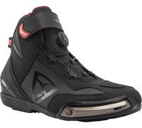 MUGENRACE Woody Scarpe da moto perforate, nero/rosso, Taglia 39
