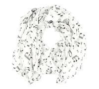 mugesh Sciarpa motivo note - bel regalo per musicisti, bianco, 150cm x 50cm