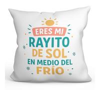 Mugffins cuscino anniversario matrimonio con imbottitura | Eres mi rayito de sol en medio del frío in Spagnolo | cuscino san valentino, moglie, marito, coppia | 40x40cm | pareja-2 v1