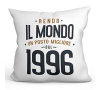 Mugffins Cuscino Compleanno - En italiano - Rendo il Mondo un Posto Migliore - Idee Regali Divertenti - Rivestimento e Imbottitura (40x40 cm). Tatto Cotone