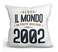 Mugffins Cuscino Compleanno - En italiano - Rendo il Mondo un Posto Migliore - Idee Regali Divertenti - Rivestimento e Imbottitura (40x40 cm). Tatto Cotone