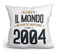 Mugffins Cuscino Compleanno - En italiano - Rendo il Mondo un Posto Migliore - Idee Regali Divertenti - Rivestimento e Imbottitura (40x40 cm). Tatto Cotone