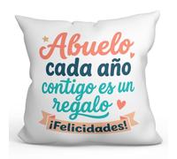 Mugffins Cuscino con imbottitura nonno compleanno | Regalo originale nonno | Idea regalo | Cuscino 40x40cm | Abuelo cada año contigo es un regalo ¡Felicidades! in Spagnolo | Abuelitos-3 v4