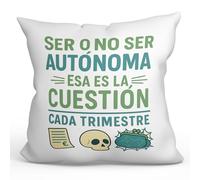 Mugffins cuscino con imbottitura partita IVA per donna | Ser o no ser autónoma Esa es la cuestión in Spagnolo | regalo divertente lavoratrice autonoma | 40x40cm poliestere | Autónomos v2