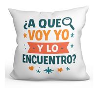 Mugffins Cuscino con imbottitura regalo mamma divertente | Cuscino mamma spiritoso con frase ¿A que voy yo y lo encuentro? in Spagnolo 40x40cm poliestere | Papá y mamá v1.2MA