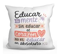 Mugffins Cuscino insegnante con imbottitura e frase Educar la mente sin educar el corazón no es educar en absoluto in Spagnolo | idea regalo maestro | Enseñanza v1
