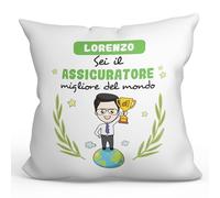 Mugffins Cuscino PERSONALIZZABILE ASSICURATORE uomo - In italiano - Sei migliore del mondo - Idee Regali Divertenti Laurea Compleanno - Rivestimento e Imbottitura (40x40 cm). Tatto Cotone