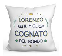 Mugffins Cuscino PERSONALIZZABILE COGNATO - En italiano - Migliore del Mondo - Idee Regali Divertenti - Rivestimento e Imbottitura (40x40 cm). Tatto Cotone