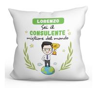 Mugffins Cuscino PERSONALIZZABILE CONSULENTE uomo - In italiano - Sei migliore del mondo - Idee Regali Divertenti Laurea Compleanno - Rivestimento e Imbottitura (40x40 cm). Tatto Cotone