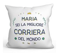 Mugffins Cuscino PERSONALIZZABILE CORRIERA donna - In italiano - Migliore del Mondo - Idee Regali Divertenti Laurea Compleanno - Rivestimento e Imbottitura (40x40 cm). Tatto Cotone