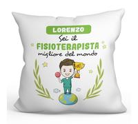 Mugffins Cuscino PERSONALIZZABILE FISIOTERAPISTA uomo - In italiano - Sei migliore del mondo - Idee Regali Divertenti Laurea Compleanno - Rivestimento e Imbottitura (40x40 cm). Tatto Cotone