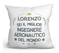 Mugffins Cuscino PERSONALIZZABILE INGEGNERE AERONAUTICO uomo - In italiano - Migliore del Mondo - Idee Regali Divertenti Laurea Compleanno - Rivestimento e Imbottitura (40x40 cm). Tatto Cotone