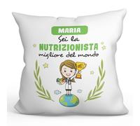 Mugffins Cuscino PERSONALIZZABILE NUTRIZIONISTA donna - In italiano - Sei migliore del mondo - Idee Regali Divertenti Laurea Compleanno - Rivestimento e Imbottitura (40x40 cm). Tatto Cotone