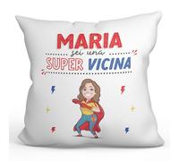 Mugffins Cuscino PERSONALIZZABILE VICINA - En italiano - Sei Super! - Idee Regali Divertenti - Rivestimento e Imbottitura (40x40 cm). Tatto Cotone