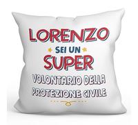 Mugffins Cuscino PERSONALIZZABILE VOLONTARIO DELLA PROTEZIONE CIVILE uomo - In italiano - Sei Super - Idee Regali Divertenti Laurea Compleanno - Rivestimento e Imbottitura (40x40 cm). Tatto Cotone