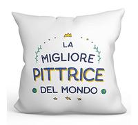 Mugffins Cuscino PITTRICE donna - In italiano - Miglior del Mondo - Idee Regali Divertenti Laurea Compleanno - Rivestimento e Imbottitura (40x40 cm). Tatto Cotone