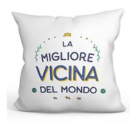 Mugffins Cuscino VICINA - En italiano - Il Miglior del Mondo - Idee Regali Divertenti - Rivestimento e Imbottitura (40x40 cm). Tatto Cotone