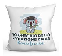 Mugffins Cuscino VOLONTARIO DELLA PROTEZIONE CIVILE uomo - In italiano - Koalificato/Koalificata - Idee Regali Divertenti Laurea Compleanno - Rivestimento e Imbottitura (40x40 cm). Tatto Cotone